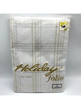 Kemp & Beatley Tablecloth White Woven Gold Silver 70 In Round 6 Napkins
